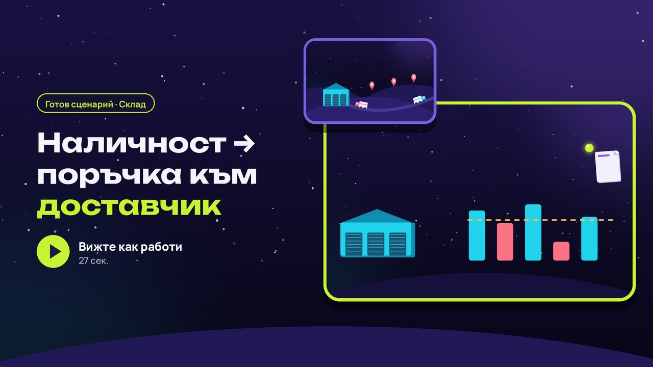 Склад: поръчка към доставчик при нисък запас